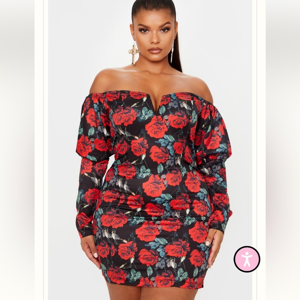 Black and Red Floral Dress